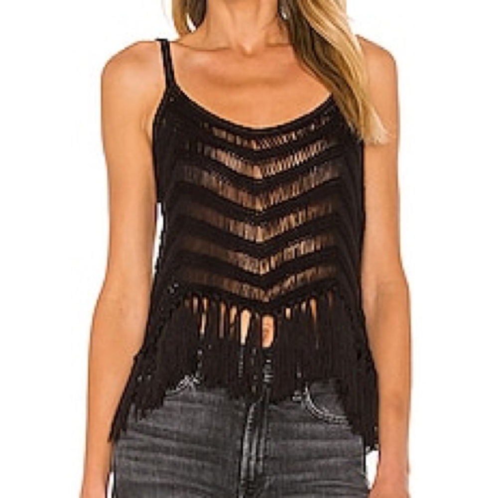 525 America Black Fringe Swim Coverup